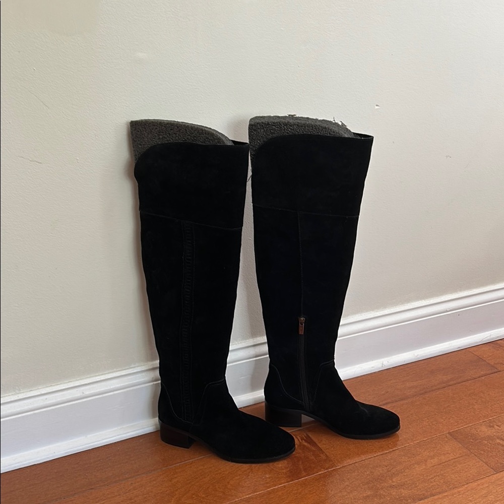Vince Camuto Black Suede Knee-High Boots